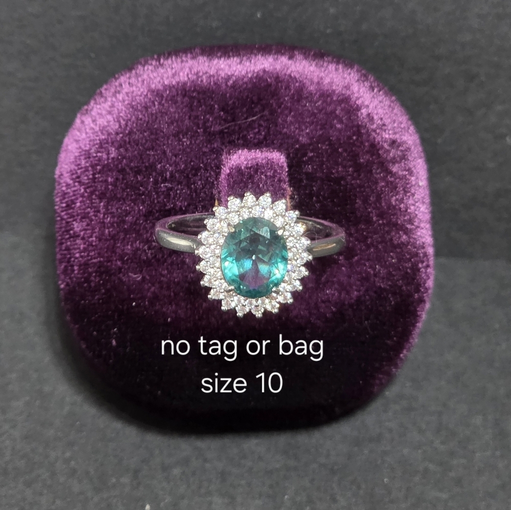 Blue Green Gemstone Ring Size 10